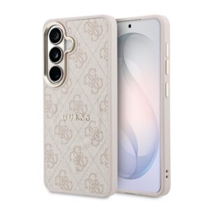 Guess PU Leather 4G Gold Frame Magnetic Zadní Kryt pro Samsung Galaxy S26+ Pink