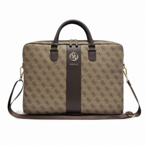Guess PU 4G Stripe Metal Logo Taška na Notebook 16" Brown