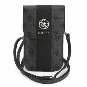 Guess PU 4G Stripe Metal Logo Taška na Telefon Black