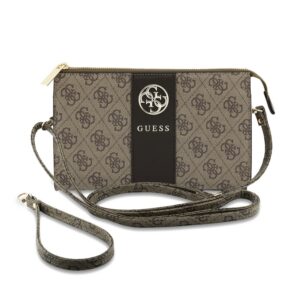 Guess PU 4G Stripe Metal Logo Kabelka na Telefon Brown