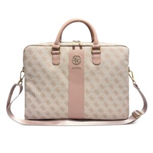 Guess PU 4G Stripe Metal Logo Taška na Notebook 16" Pink