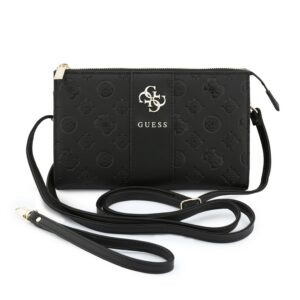 Guess PU 4G Peony Stripe Metal Logo Kabelka na Telefon Black