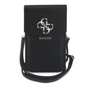 Guess PU Grained 4G Metal Logo Taška na Telefon Black
