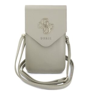 Guess PU Grained 4G Metal Logo Taška na Telefon Beige