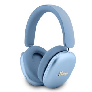 Guess Metallic Finish Gold Script Logo ENC Bezdrátová Sluchátka Light Blue