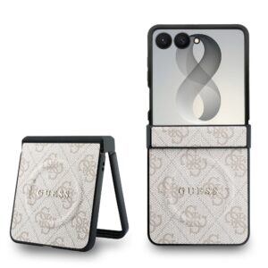 Guess PU Leather 4G Magnetic Zadní Kryt pro Samsung Galaxy Z Flip 8 Pink