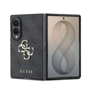 Guess PU 4G Metal Logo Zadní Kryt pro Samsung Galaxy Z Fold 8 Grey