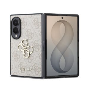 Guess PU 4G Metal Logo Zadní Kryt pro Samsung Galaxy Z Fold 8 Pink
