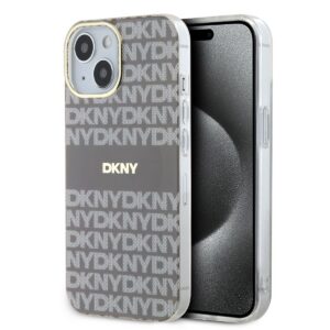 DKNY PC/TPU Repeat Pattern Tonal Stripe Magsafe Zadní Kryt pro iPhone 14 Beige